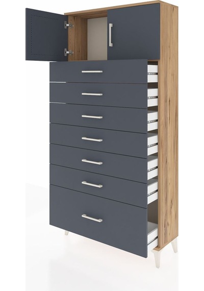 Arges Dolap Tek Raflı 7 Çekmeceli 2 Kapaklı 88x30x182 Çam-ant... Çam Arges Dolap Tek Raflı 7 Çekmeceli 2 Kapaklı 88x30x182 Çam-ant... Çam