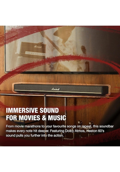 Heston 60 Black Dolby Atmos Soundbar, Wireless Subwoofer