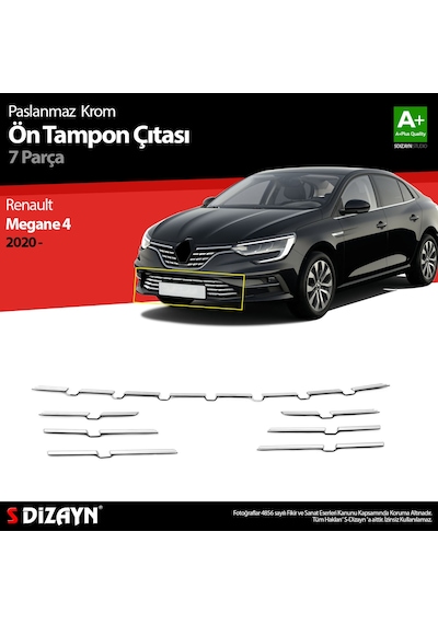 S-dizayn Renault Megane 4 Krom Ön Tampon Çıtası 8 Prç. 2020 Üzeri