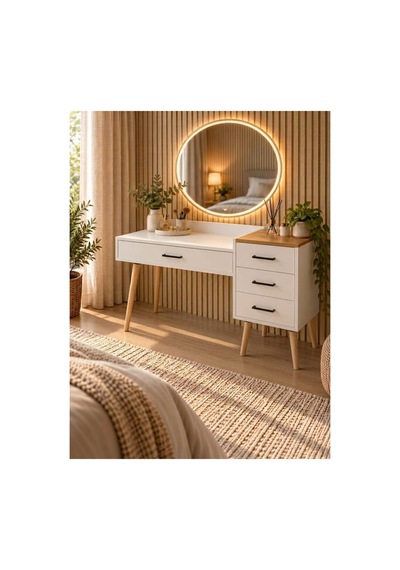 Nilsu Çekmeceli Ahşap Ayaklı Makyaj Masası Beyaz- Atlantik Çam- 120x90 Cm Çok Renkli - 931105064 Çok Renkli Nilsu Çekmeceli Ahşap Ayaklı Makyaj Masası Beyaz- Atlantik Çam- 120x90 Cm Çok Renkli - 931105064 Çok Renkli