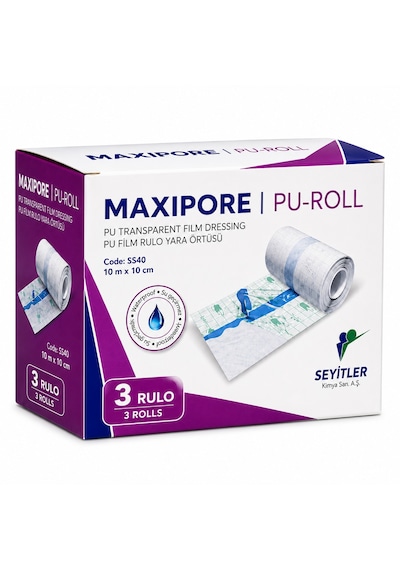Maxıpore Pu-roll Şeffaf Su Geçirmez Yara Örtüsü 10m 10cm 3 Rulo