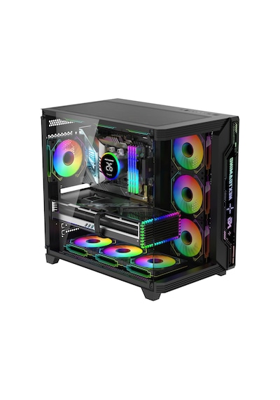 Sirius Black Argb Panel 7x Fan Kumanda Ve Kontrolcü Atx Boş Bilgisayar Kasası Siyah
