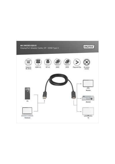 Dıgıtus Dp-hdmı Görüntü Kablosu 2m Ak.340303.020.s -216572