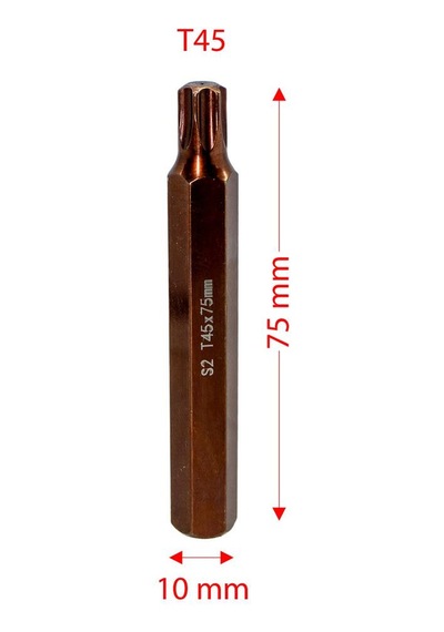 6568 Uzun Torx Bits Uç T45x75 Mm 10 Mm Saplı