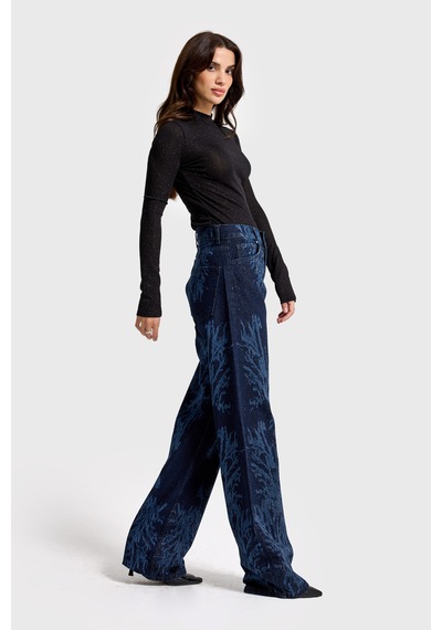 it's basic Kadın Koyu Kot Rengi 9s6-5 Loose Fit Parlak Taşlı Özel Tasarım Denim Jean Koyu Kotrengi