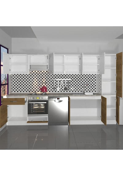 Decoraktiv Elite 325 Ankastre Fırın Modüllü Mdf Hazır Mutfak Dolabı - Tezgah Dahil - Pera - Beyaz Beyaz - Meşe Decoraktiv Elite 325 Ankastre Fırın Modüllü Mdf Hazır Mutfak Dolabı - Tezgah Dahil - Pera - Beyaz Beyaz - Meşe