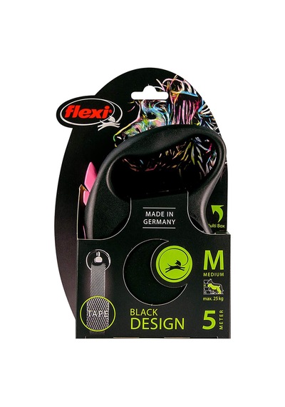 Flexi Black Design M Beden Pembe 5mt Şerit Tasma Genel