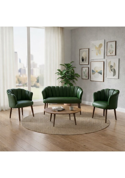 Papatya 2+1+1 Deri Kumaş Ofis & Büro İş Yeri Bekleme Koltuğu Takımı Ahşap Ayak - Yeşil Papatya 2+1+1 Deri Kumaş Ofis & Büro İş Yeri Bekleme Koltuğu Takımı Ahşap Ayak - Yeşil