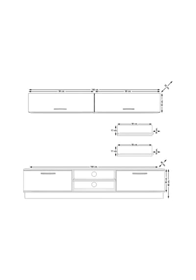 Decoraktiv Eko 5b Mdf Dvd Tv Ünitesi Tv Sehpası Pera - Siyah Mermer