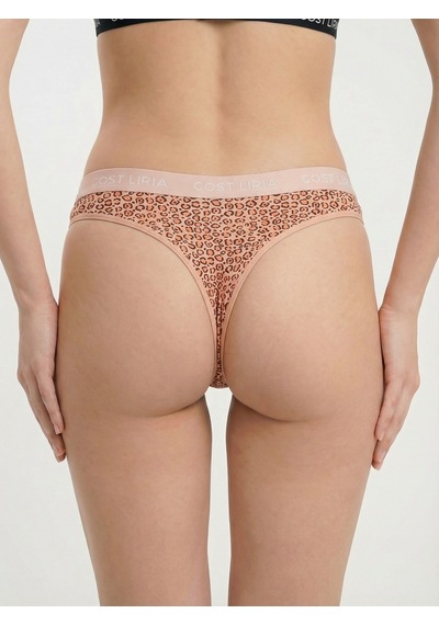 Gost Liria Leopard Desenli Kadın String Külot Somon