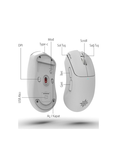 Img-329mx Oyuncu Mouse 12000 Dpı Rgb, Laser Sensör, 6d Tuş, Kablosuz Kablolu, Type-c Şarj