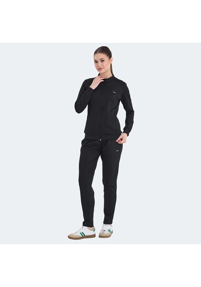 Slazenger RONA Kadın Fermuarlı Dik Yaka Cepli Siyah Eşofman Takımı