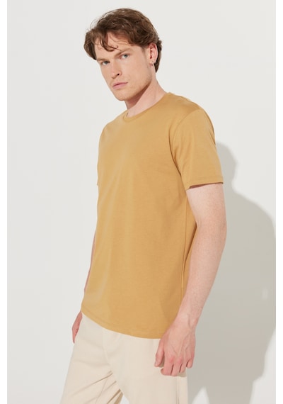 Ac&Co / Altınyıldız Classics Erkek Hardal Slim Fit Dar Kesim %100 Pamuk Bisiklet Yaka Kısa Kollu Tişört Hardal