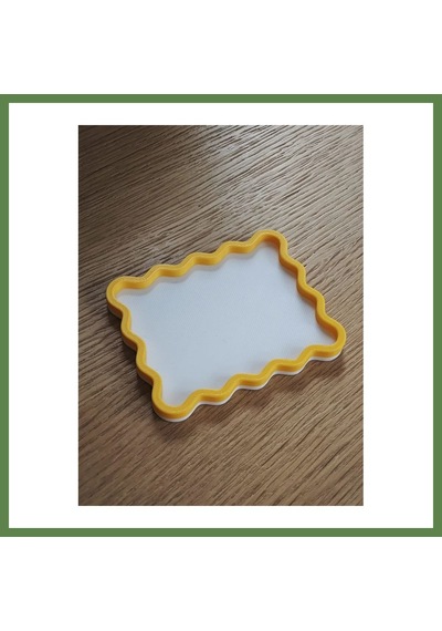 Bezos 3d Baskı Dalgalı Kenarlı İki Renkli Mini Tepsi Masaüstü Organizer Takı Ve Anahtar Tepsisi 15 Cm - Sarı Beyaz Hb006