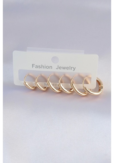 Mey İthalat Pirinç Gold Renk Oval Küpe Seti Diğer
