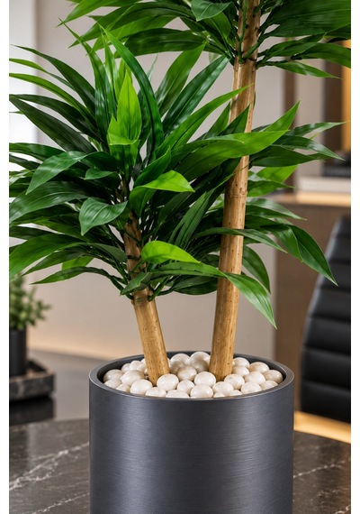 75 Cm Yapay Bambu Metal Saksı 30x30 Dekoratif Ağaç Yeşil