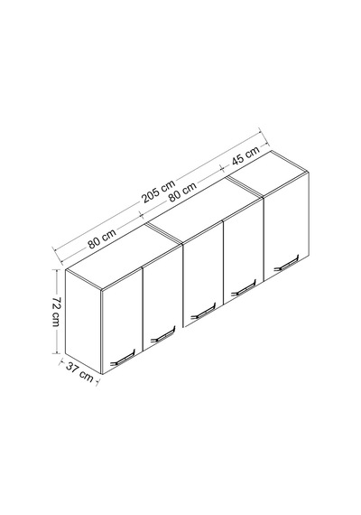 Minar 205 Cm Mutfak Dolabı Beyaz 205-b1-üst Modül