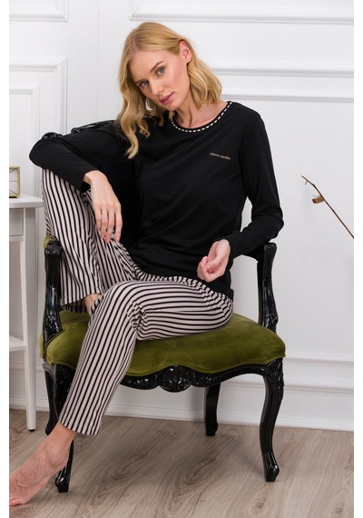 Pierre Cardin Siyah Çizgili Kadın Pijama Takımı
