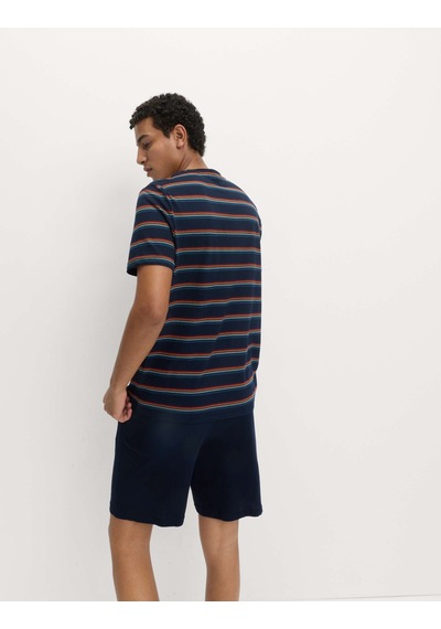 Marks & Spencer Saf Pamuklu Çizgili Pijama Takımı T07000097 Lacivert