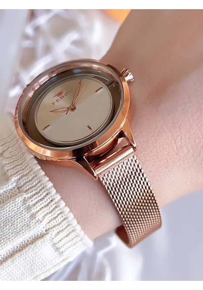 Ferro Hasır Kordonlu Rose Gold Kararmaz Renk Atmaz 3 Atm Özel Tasarım Kadın Kol Saati Bmn8c1112ff