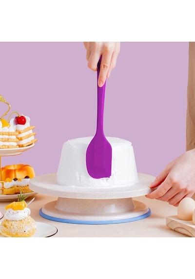 3lü Mor Silikon Spatula Seti Isıya Dayanıklı Yanmaz Yapışmaz Çizmez 27cm Silikon Mor Diğer