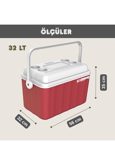 32 Lt Buzluk Termos 1015 Cooler Box Kırmızı