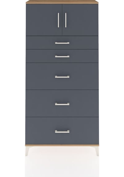 Arges Dolap Tek Raflı 5 Çekmeceli 2 Kapaklı 88x30x182 Çam-ant... Çam