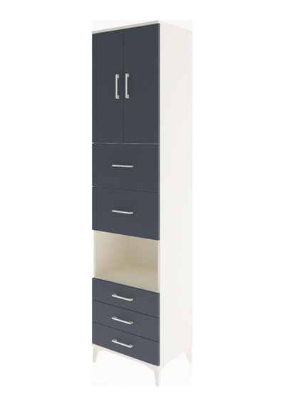 Hyperion Dolap 3 Raflı 5 Çekmeceli 2 Kapaklı 60x44x243 Aytaşı-antrasit Aytası