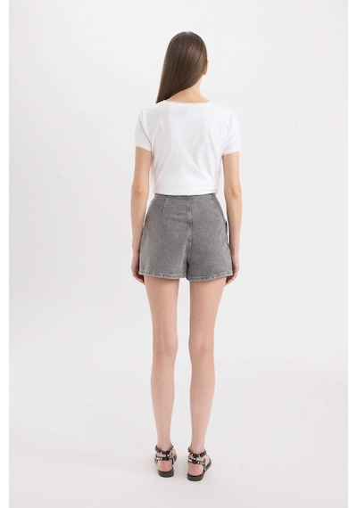 Defacto Yüksek Bel Mini Jean Şort Etek C0695AX24SMNM55 Gri