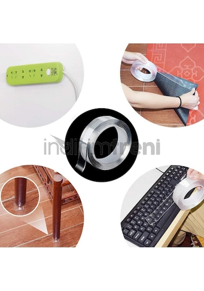 2 Metre Çift Taraflı Şeffaf Silikon Güçlü Yapıştırıcı Nano Bant 1