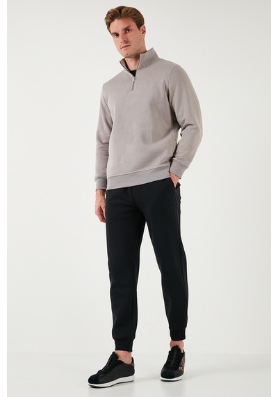 Buratti Pamuklu Regular Fit Yarım Fermuarlı Dik Yaka Erkek Sweat 59052592 Kül
