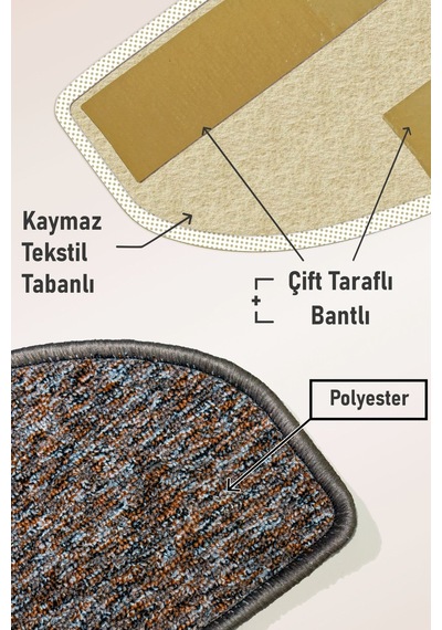 Yarım Ay Bukle Halıdan Ekonomik Basamak Ve Merdiven Paspası - Kahve Desenli / Adet Olarak Satılır Null