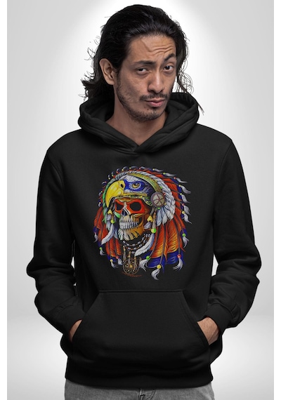 Kızıl Derili Kuru Kafa Düş Kapanı Kadın Erkek Siyah Kapüşonlu Sweatshirt Hoodie Siyah