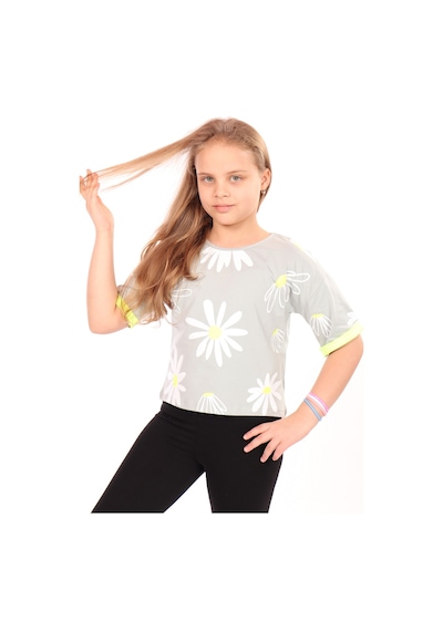 Toontoy Kids Toontoy Kız Çocuk Komple Papatya Baskılı Tişört Yeşil