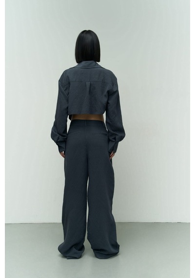 Mai Collection Mai Studios Co. Valente Lacivert Crop Gömlek Pantolon Takım Lacivert