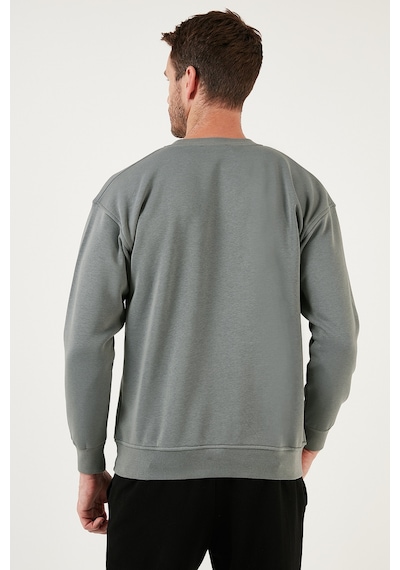 Buratti Regular Fit Bisiklet Yaka Pamuklu Içi Tüylü Yumuşak Şardonlu Erkek Sweat 5905255 Açık Haki