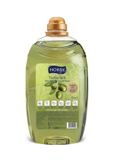 3 Adet Hobby Natural Zeytinyağlı Sıvı Sabun Gliserinli 1.5 Lt