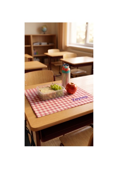 Kişiye Özel İsim Nakışlı Duck Kumaş Beslenme Örtüsü 45x35 Cm Su Ve Leke Tutmaz Kumaş - 922808783