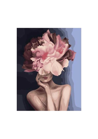 Çiçek Kadın 3 Renkli Sayılarla Boyama Seti - Çerçeveli, 40x50cm