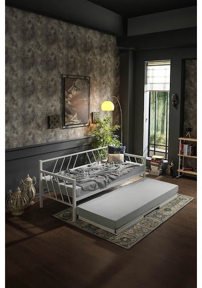 Glory Yavrulu Daybed Tek Ve Çift Kişilik Sedir Metal Karyola Beyaz