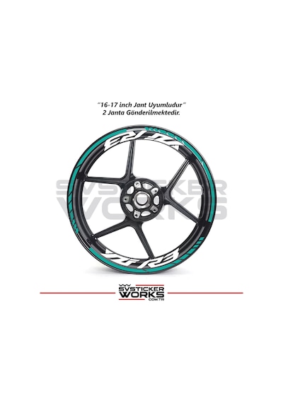 Yamaha Yzf-r3 Yazılı Jant Sticker Dış Ve İç Set Sticker Jant Şeridi Turkuaz