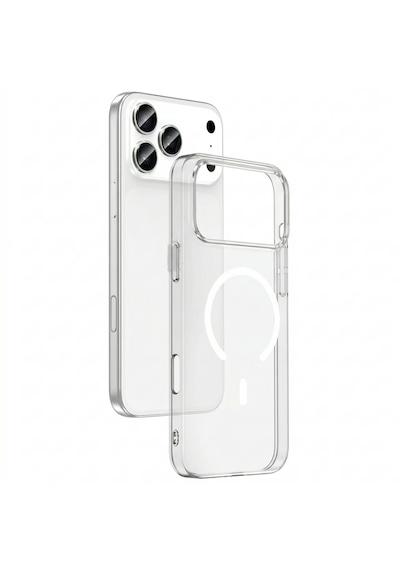 Apple Uyumlu iPhone 17-18 Pro Magsafe Kılıf Wireless Kablosuz Şarj Destekli Kamera Korumalı Şeffaf Darbe Emici
