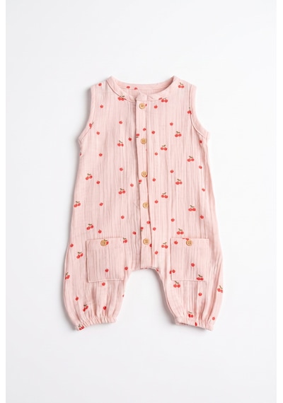 Tiffany Baby & Kids Müslin Cherry Vibe Tasarımlı Atlet Tulum ekru