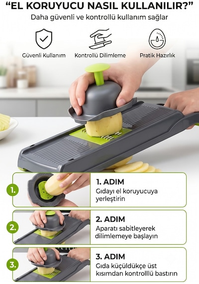Fb-105 Çok Fonksiyonlu Doğrayıcı 12 Parçalı Sebze Doğrayıcı, Rende, Dilimleyici Ve Süzgeç Seti Siyah