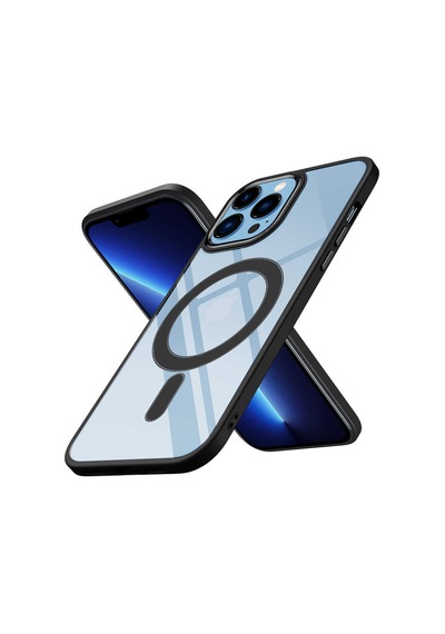 Zore Apple Uyumlu iPhone 13 Pro Max  Wireless Şarj Özellikli Krom Magsafe Silikon Kılıf- Siyah