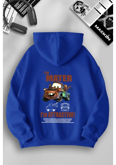 Macklin Unisex Kadın Erkek Mater Sırt Özel Tasarım Baskılı Kapşonlu Sweatshirt Mavi1 Mck1057 Mavi