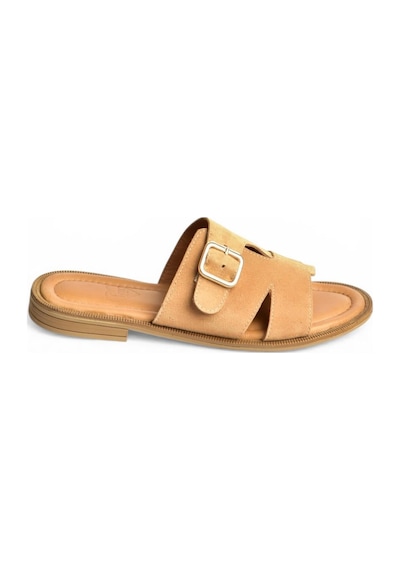 Fox Shoes Y944791002 Taba Hakiki Deri Süet Kadın Terlik