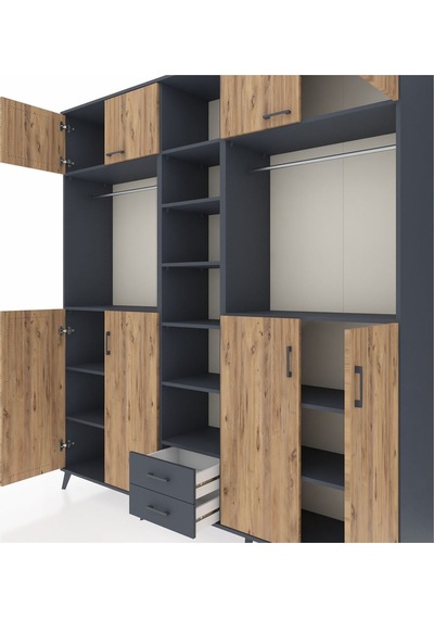 Hyperion Dolap 14 Raflı 2 Çekmeceli 2 Askılı 220x44x243 Antrasit-çam/antrasit Atlas Çam/antrasıt Hyperion Dolap 14 Raflı 2 Çekmeceli 2 Askılı 220x44x243 Antrasit-çam/antrasit Atlas Çam/antrasıt