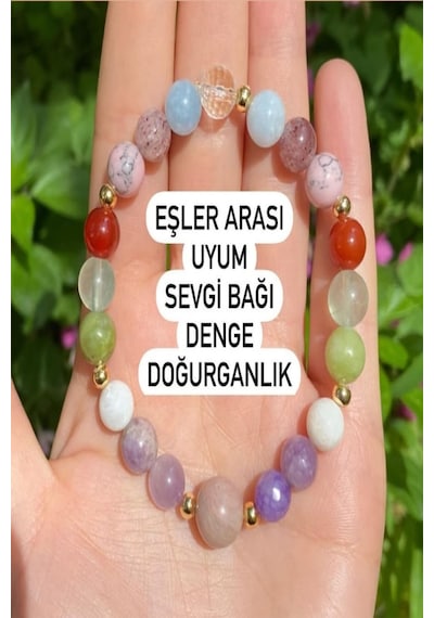 Doğal Taş Eşler Arası Uyum Sevgi Bağı Denge Ve Doğurganlık Bilekliği Çok Renkli