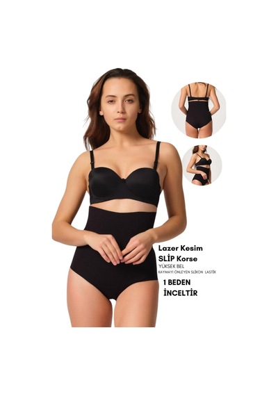 Armillia Dimoda Kadın / Kız Lazer Kesim Yüksek Bel Slip Korse Siyah Siyah